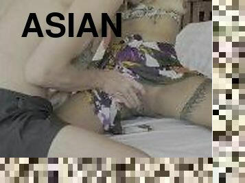 asiatique, extrême, orgasme, giclée, interracial, maison, japonais, couple, sur-le-visage, ejaculation