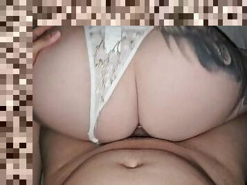 estilo-cão, gordo, grande, mulher-madura, bbw, botins, pov, perfeito, branco