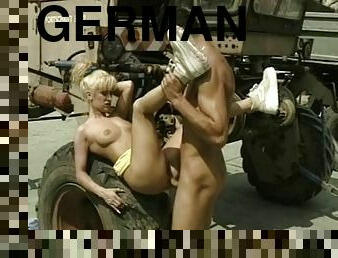 German babe just fucked on a tractor