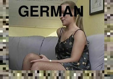 Exceptional German blonde gets her trimmed pussy covered in cum