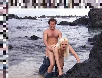 Hot blonde fucked by the beach in rough manners