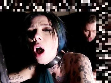 Inked hottie Megan Inky gets off during BDSM ass fuck & deep throat blowjob