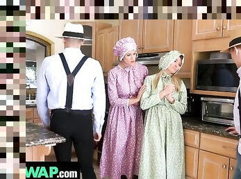 Busty Step Moms Pristine Edge & Penny Barber Swap And Bang Hard Their Amish Step Sons - MomSwap